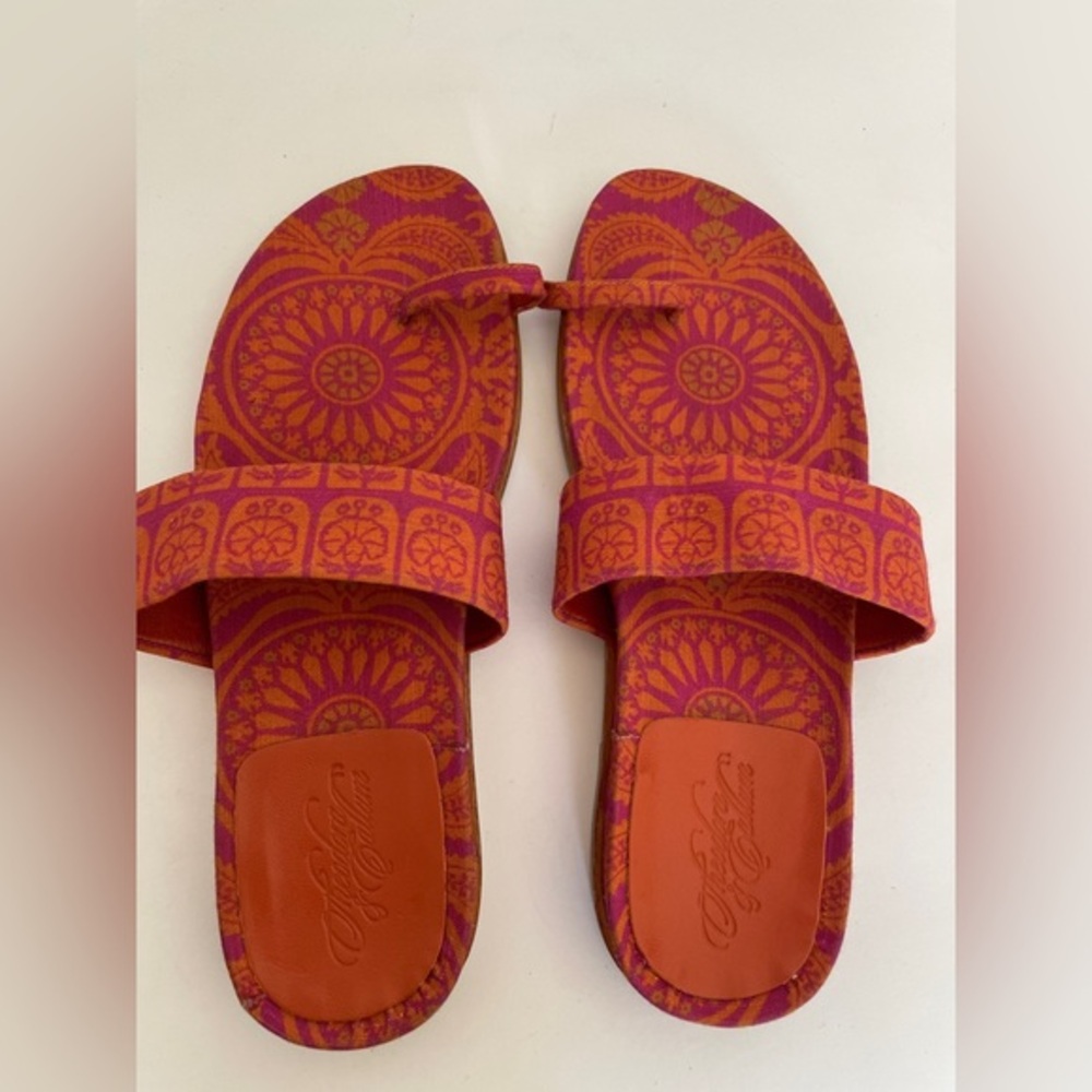 Theodora & Callum by Stuart Weitzman  Patterned Toe-Loop Slide Sandals